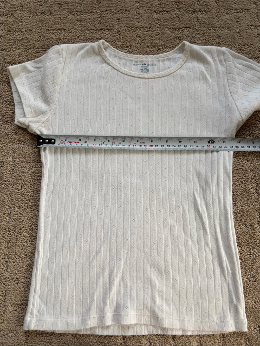 Brandy Melville Cream Pointelle Short Sleeve Tee - Picture 3 of 4
